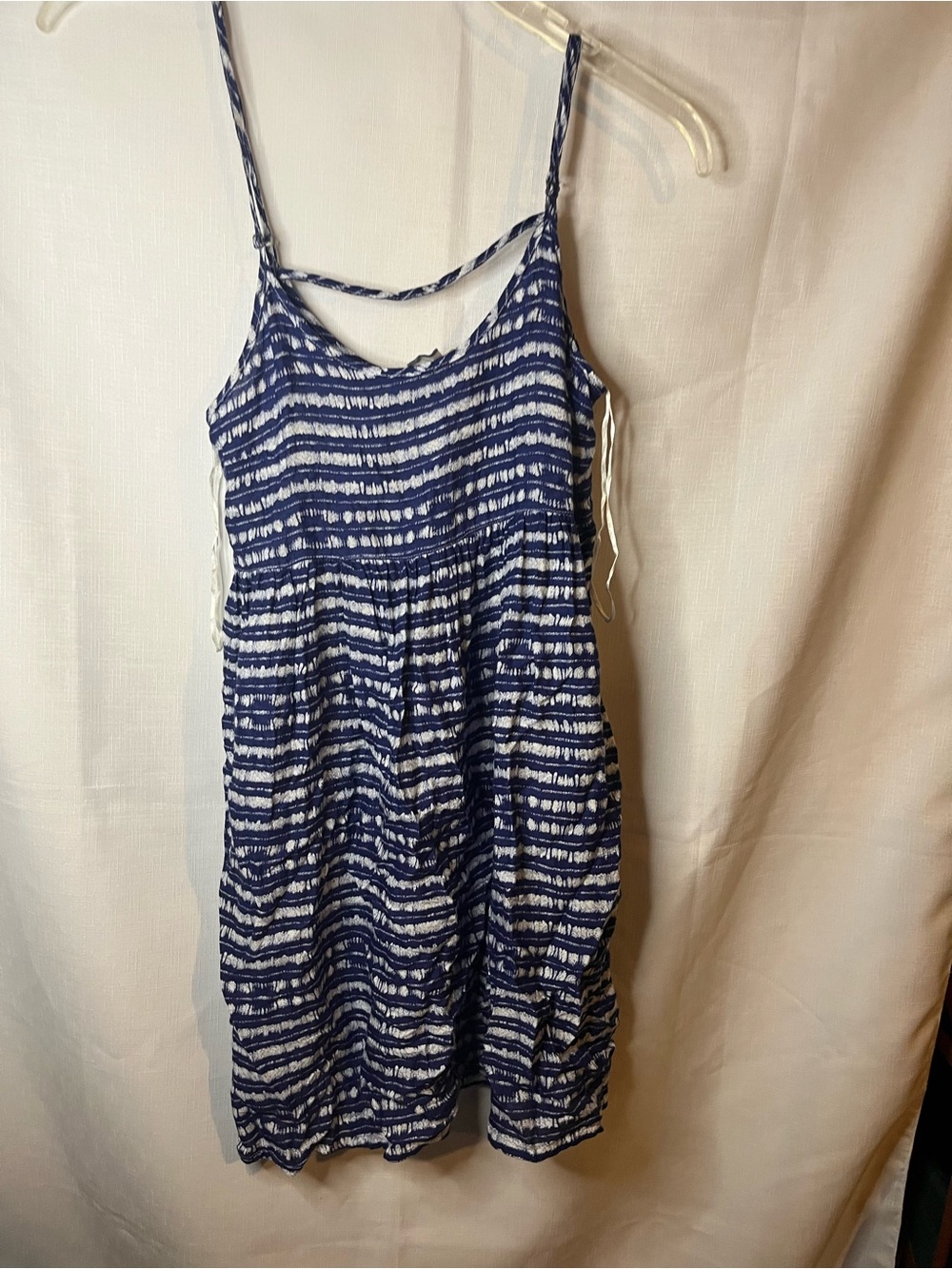 Roxy Blue and White Striped Tie-Dye Mini Dress